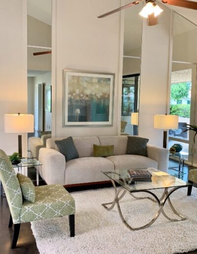 Staging family room design in Scottsdale Townhome